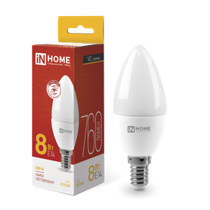 Лампа светодиодная LED-СВЕЧА-VC 8Вт 230В Е14 3000К 760Лм IN HOME 5sBlGsZ4gKJMEJkkzEFYg2