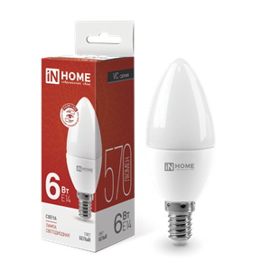 Лампа светодиодная LED-СВЕЧА-VC 6Вт 230В Е14 4000К 570Лм IN HOME 0-00-KuYg50aXRKUfWWJB2