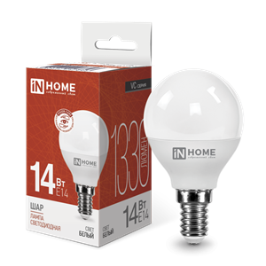 Лампа светодиодная LED-ШАР-VC 14Вт 230В E14 4000К 1330лм IN HOME 8zC1lJIIgtkCJTctG3hcn2