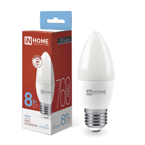 Лампа светодиодная LED-СВЕЧА-VC 8Вт 230В Е27 6500К 760Лм IN HOME 1lthi6CIi3R5czkcLPTqP1