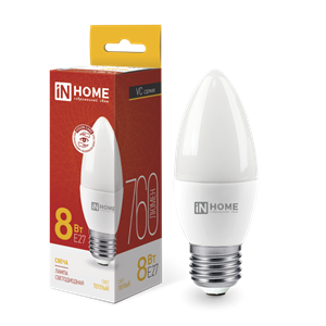 Лампа светодиодная LED-СВЕЧА-VC 8Вт 230В Е27 3000К 760Лм IN HOME MA5I6yTEiiYaC5uv9kaZm1