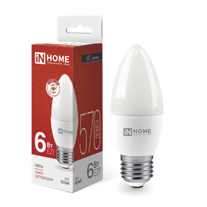 Лампа светодиодная LED-СВЕЧА-VC 6Вт 230В Е27 6500К 570Лм IN HOME CeyQtCBrhtTZS8r-QQvvA0