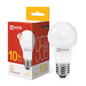 Лампа светодиодная LED-A60-VC 10Вт 230В Е27 3000К 950Лм IN HOME ISEFQV7Ji02Ff00RuYVP12