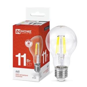 Лампа светодиодная филамент A60 E27 11Вт A60 4000K IN HOME CGG0tijHiGMTn7JQnZZ5n3
