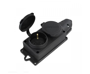 UNIVersal колодка ОУ двойная 2 гн. с загл. каучук 2P+E 1x16A 220-240V IP44 0gqA72anibRJQRPEep4Po0