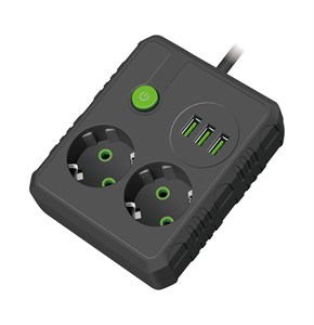 Amper сетевой удлинитель, 2,0м, 2 розетки, 10А, 2500 Вт, 3usb, черный. I6rEninui134ms7YBCyz-0