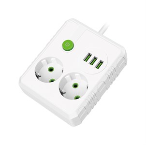 Amper сетевой удлинитель, 2,0м, 2 розетки, 10А, 2500 Вт, 3USB, белый. YdtXZ5H-gsS4Yhc4gzsMH1