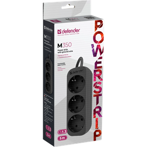 Удлинитель Defender M350 3р.С/З 10A 5.0м черный wfYz1FWKgUW8YS1dBjx1m3