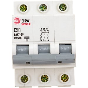 Выключатель автоматический модульный 3п C 50А 4.5кА ВА47-29 SIMPLE-mod-26 ЭРА Б0039243 mweszKFSiXSHzMDJuV5nK0