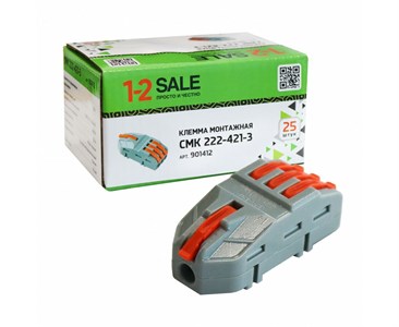 Клемма разветвитель с рычагом СМК 222-421-3 1/3х4 мм2, 32А E1M 901412 3D7E754MjidXrSxF-LrFM3