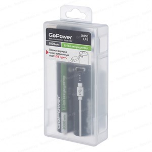 Аккумулятор GoPower 18650, 2000mAh разъём Type-C, Button Top BOX2 NwN17dhGg2gdblxRmkHym1