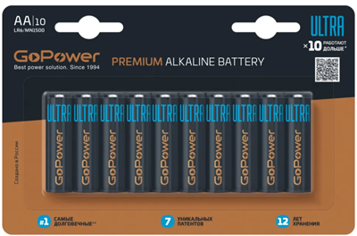 Батарейка GoPower ULTRA LR6 AA BL10 Alkaline 1.5V (10/100/800) k0OGgQtRjOB2DRw8AG-tY3