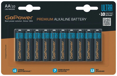 Батарейка GoPower ULTRA LR03 AAA BL10 Alkaline 1.5V (10/100/800) VdDZyJuVj9fbgcHv0MT8o3