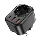 Разветвитель HOCO NS3 1р.С/З 16A 2 USB 1 Type-C чёрный 5LaVojhhjT21CiM64f9wR2