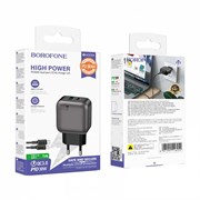 Блок питания сетевой 1 USB, 1 Type-C Borofone BAS55A, Absolute, 5V, 3.0A, PD30W/QC3.0, цвет: черный ZxRKZfYZgpTpb00dlG0w33